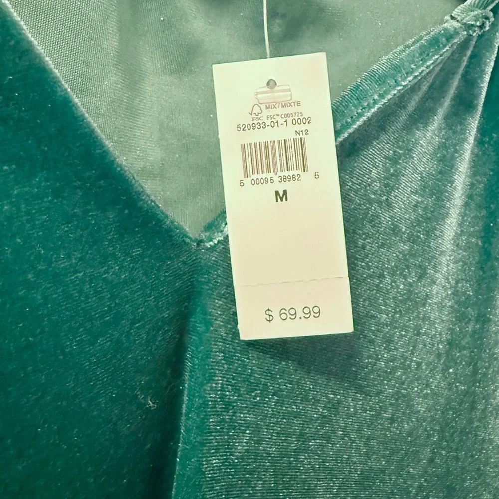 GAP NWT Velvet Tiered Mini Dress Tropic Kelly Green Women's size M